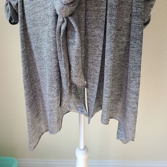 Joseph Ribkoff Long Open Cardigan Tie Waist Ruched Sleeve, Grey/Lurex US 12 - Picture 3 of 11